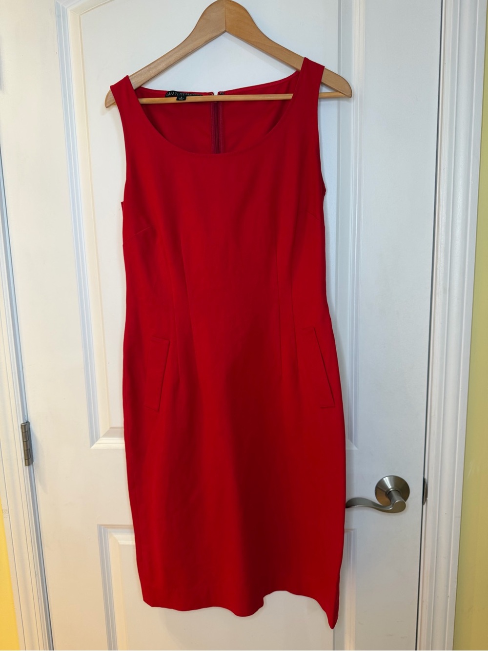 Lafayette 148 New York Red Sleeveless Sheath Dress, Size 8